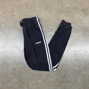 Adidas black track‎ pants with white stripes
